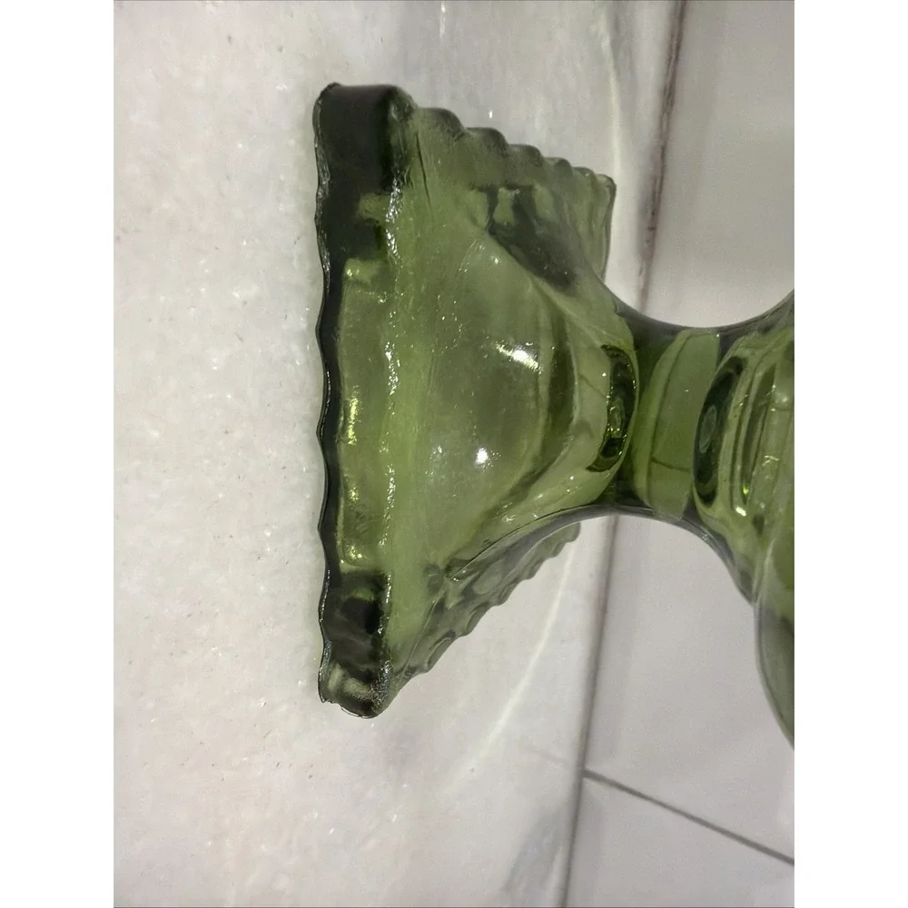Hazel-Atlas Avocado Green Footed Vase ATC50 Fluted Pedestal 5.75